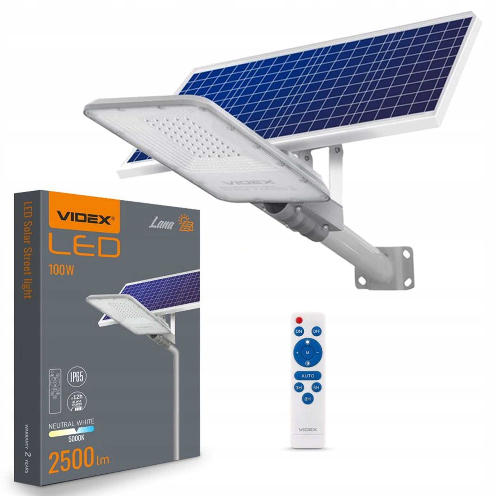 Street Lamp Solar LED Floodlight With Twilight Motion Sensor Strong 100W