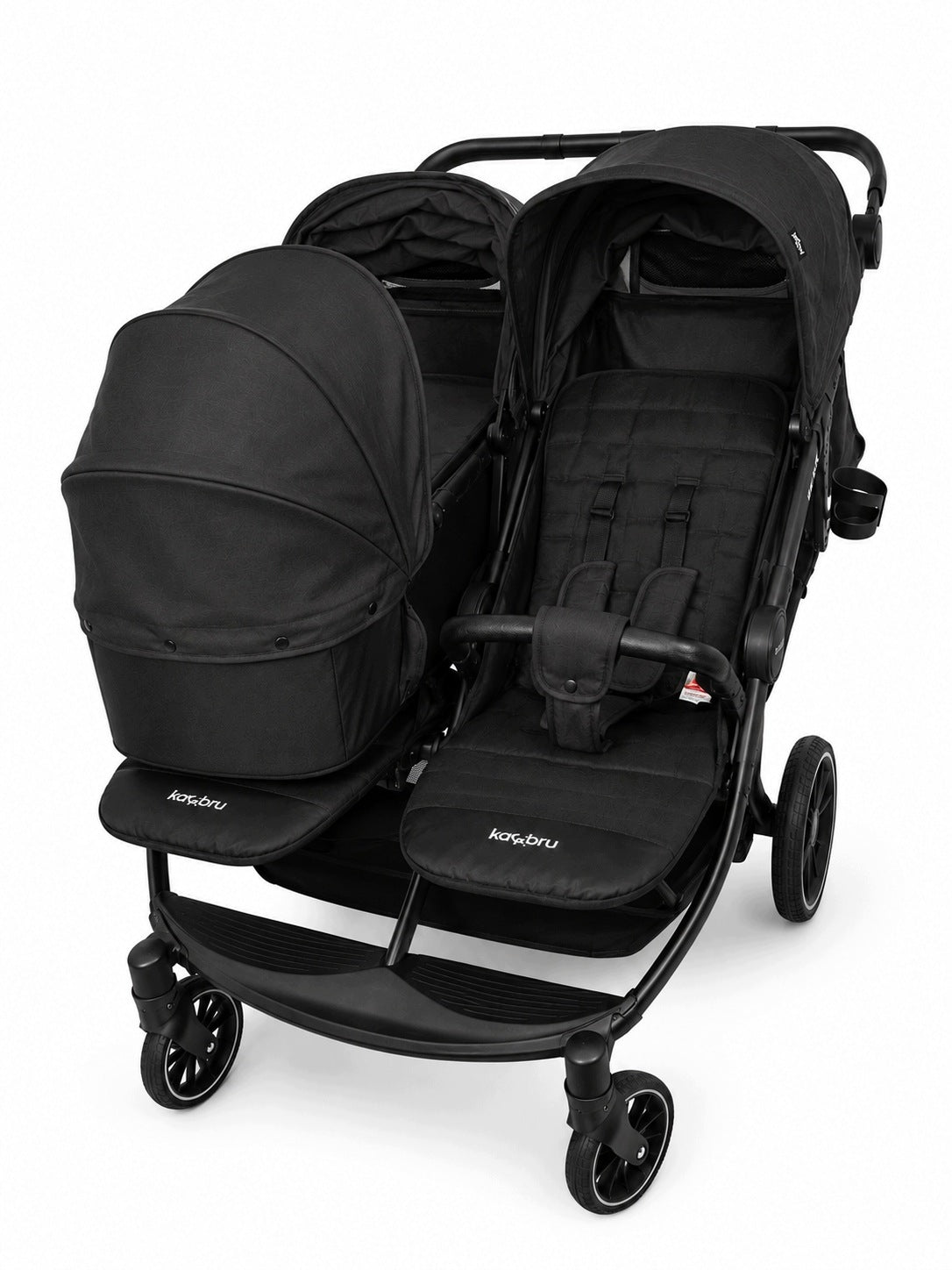 Stroller 2in1 twin walking KacBru GOLDIE TWINS black with gondola!