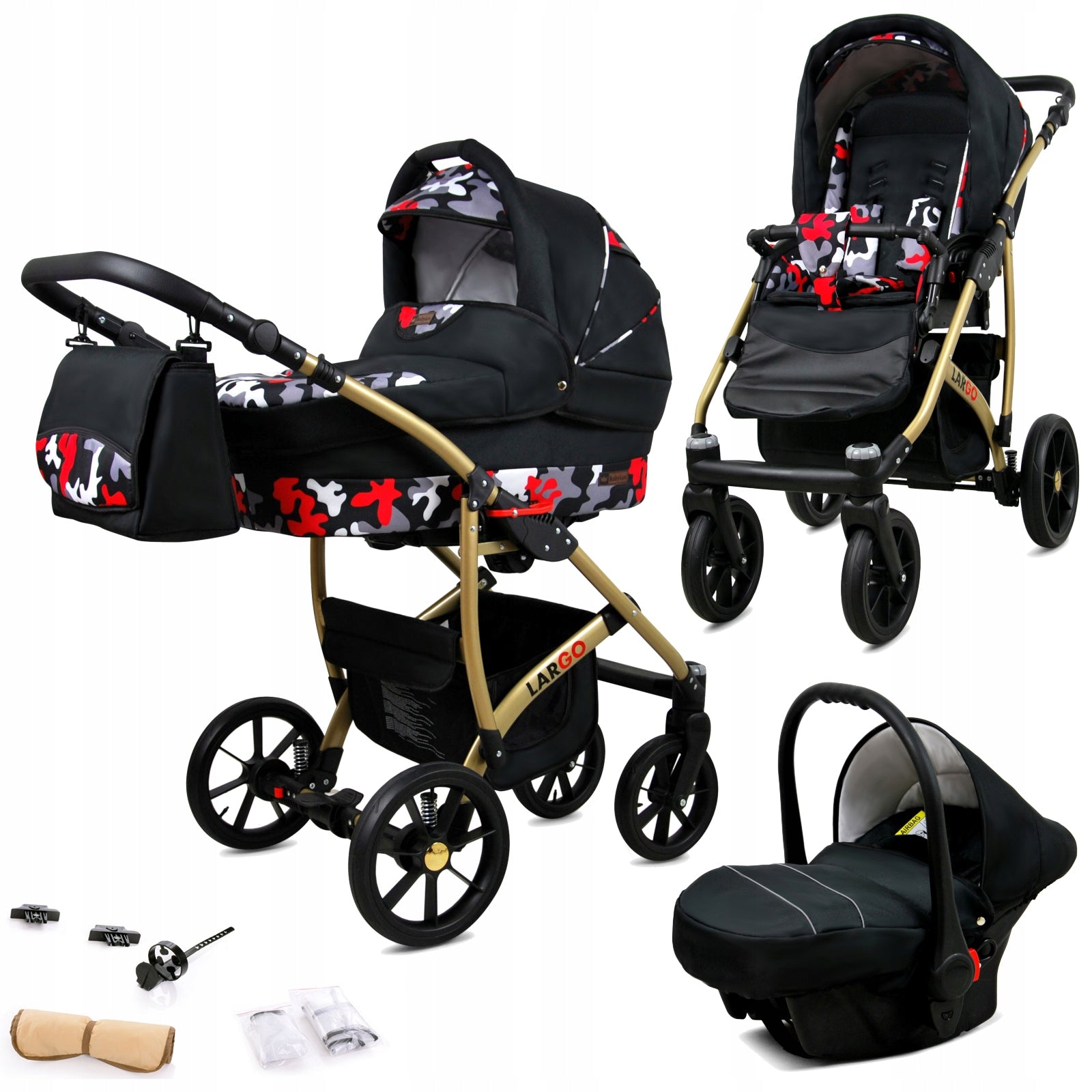 Stroller 3in1 BabyLux LARGO ALU stroller gondola car seat light