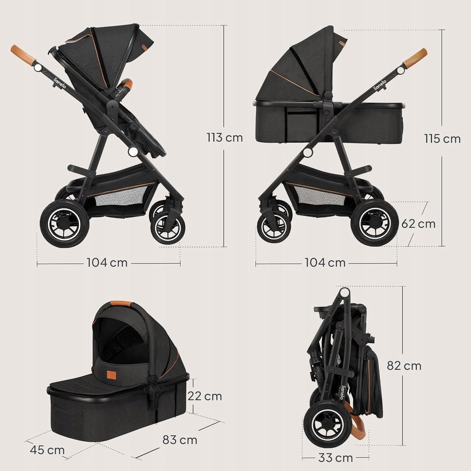 Stroller Lionelo Amber grey 3in1 Brand Lionelo