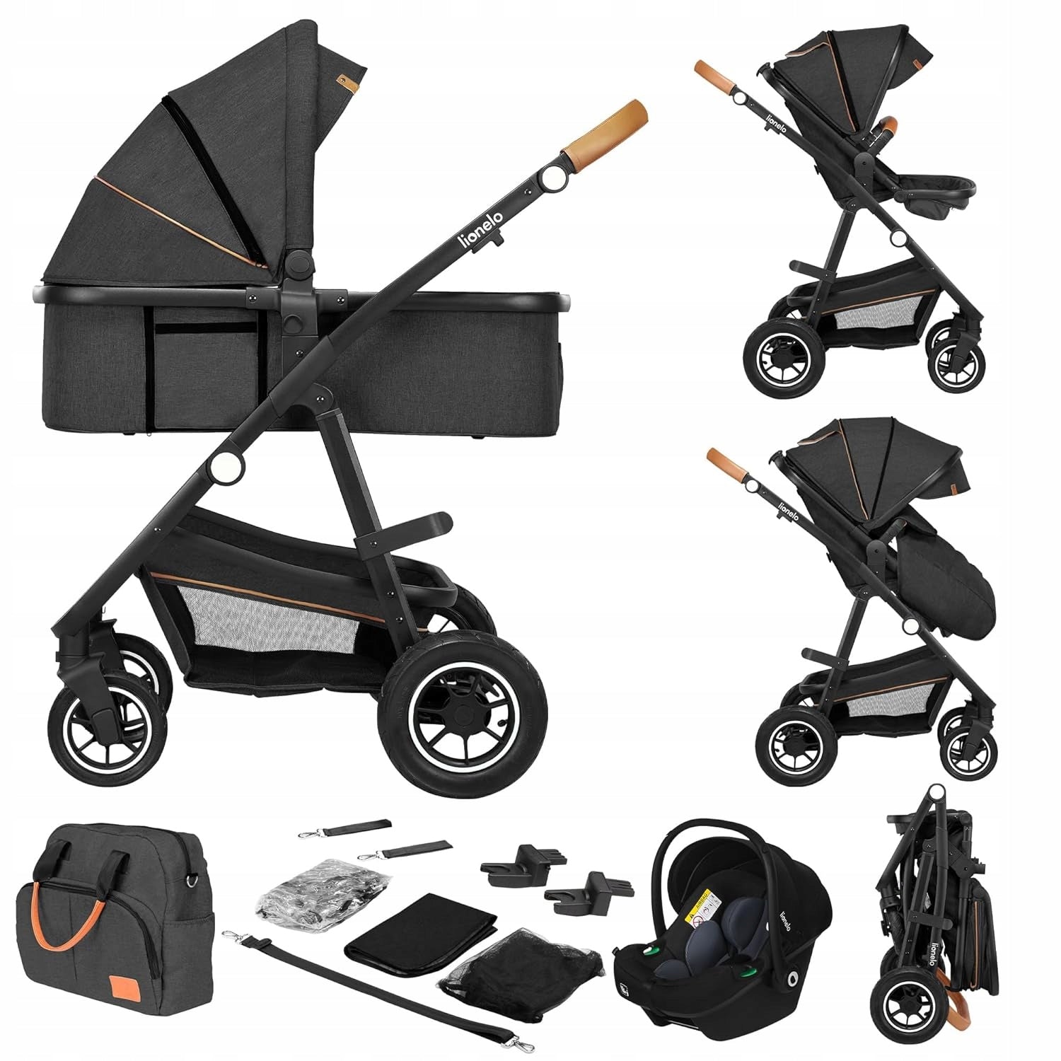 Stroller Lionelo Amber grey 3in1 Manufacturer code LO-AMBER 3IN1 GREY GRAPHITE