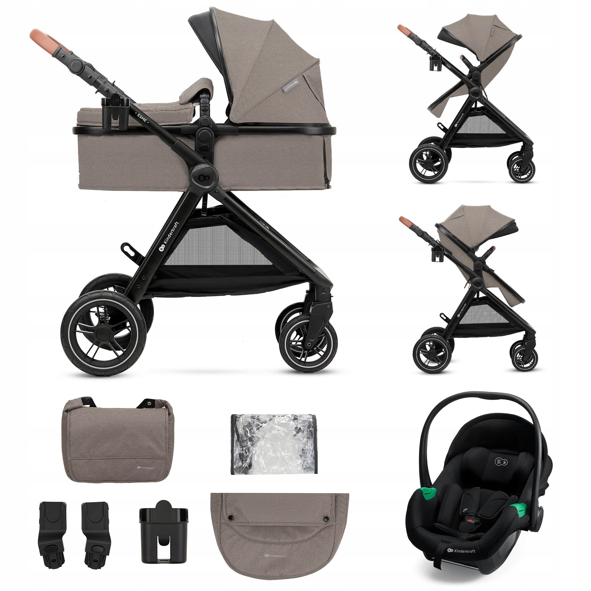 Stroller Multifunctional 3in1 Kinderkraft ESME PRO Stroller Seat MINK PRO 2