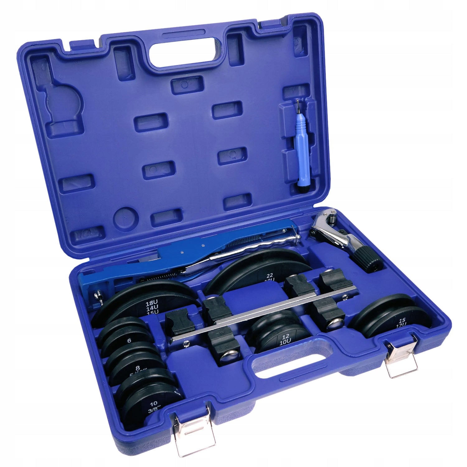 Strong Copper Pipe Bending Machine Set 90° 7 Dies 6-22mm 1/4-7/8" alu Manufacturer code PWH_IMP002
