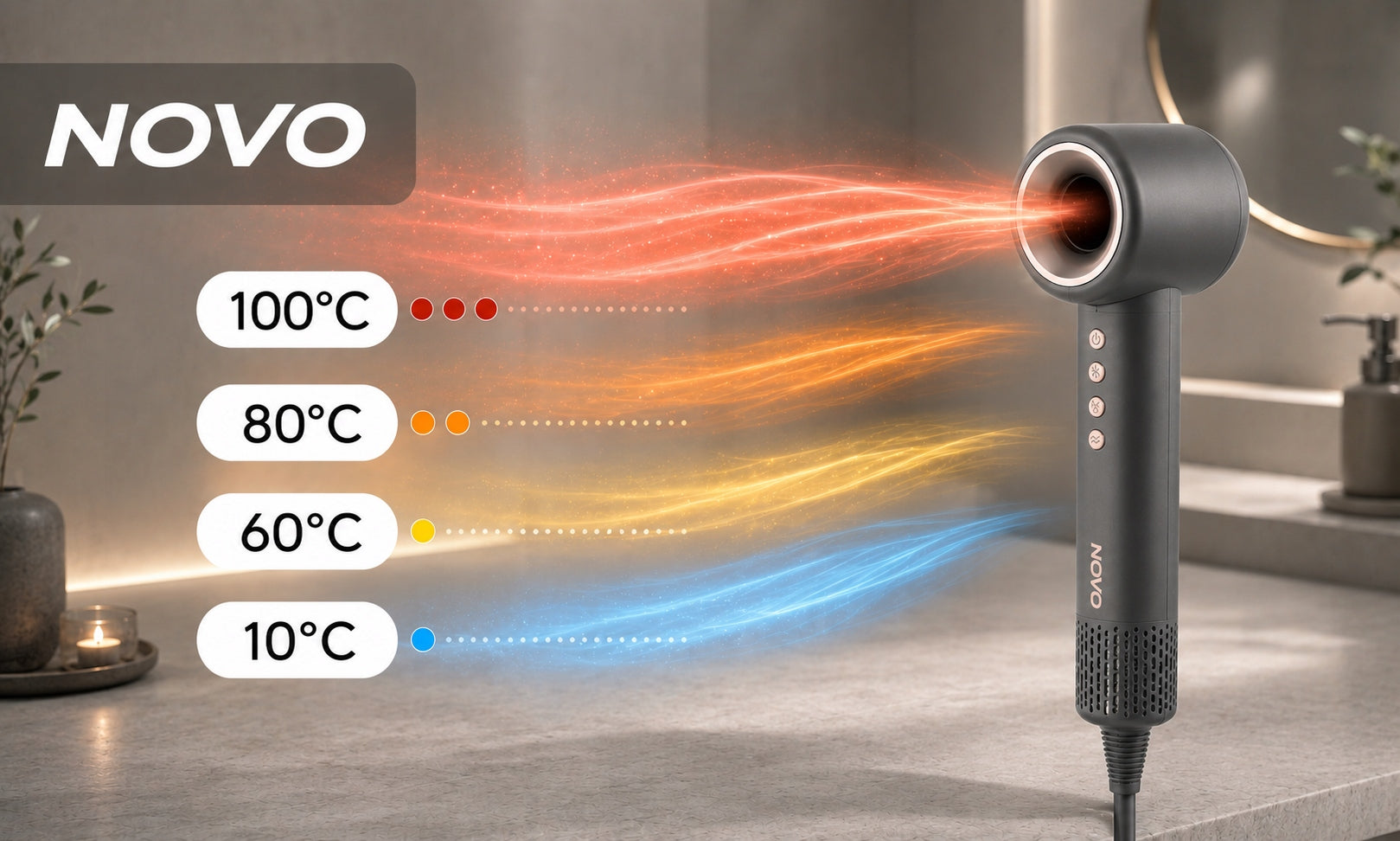 Strong Hair Dryer with Ionization 1600W Modes 5in1 Diffuser Overlays Manufacturer code SUSZARKA JONIZACJA DYFUZOR 5W1 KOŃCÓWKI