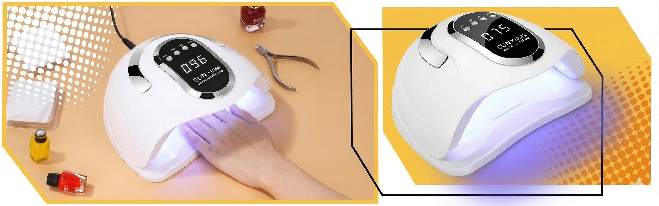 Strong Nail Lamp Hybrid UV Gels LED Sun x10 Max LCD With Handle 280W Manufacturer code Lampa UV LED Do Hybryd Paznokci 168WLCD