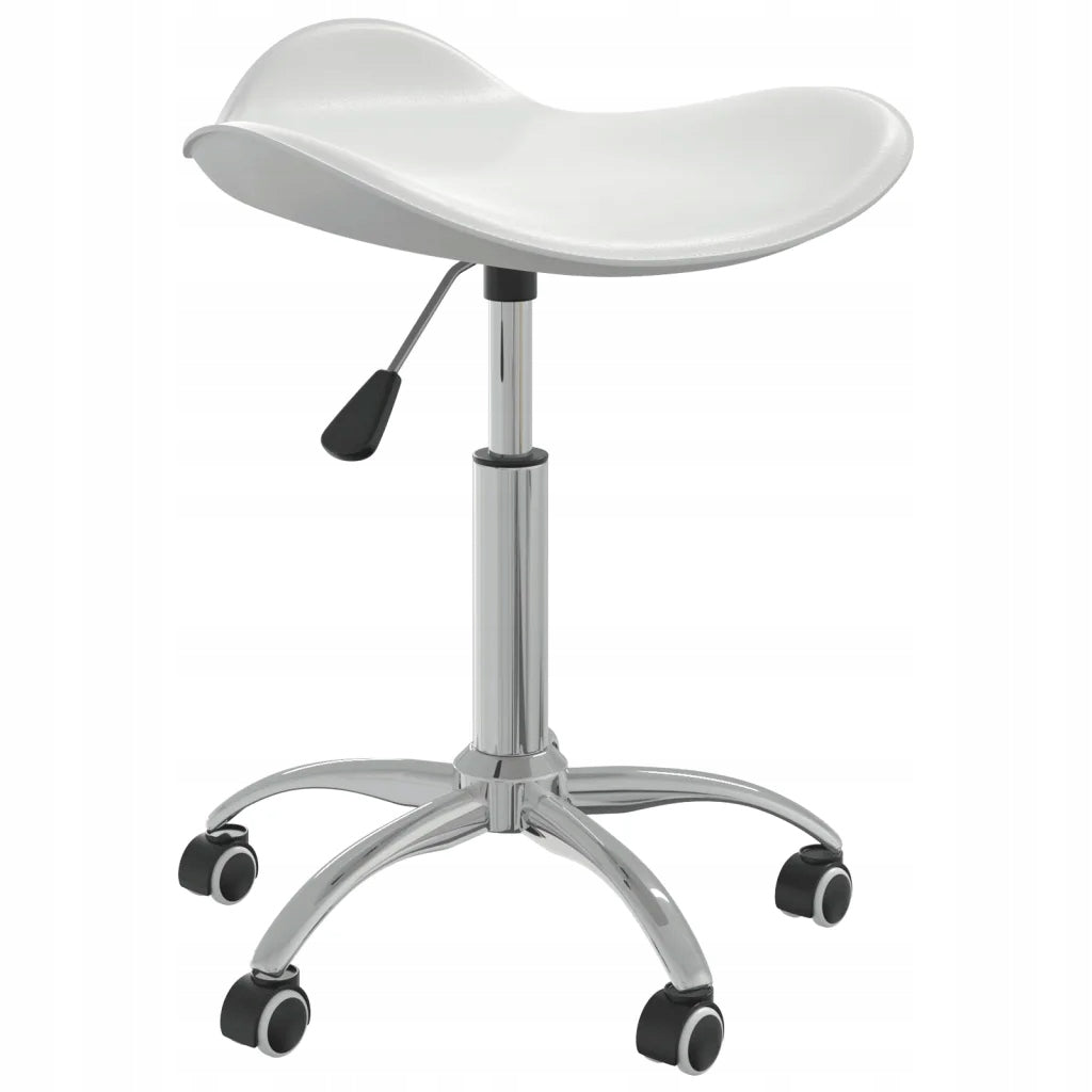 Stylish Rotary Cosmetic Stool with Wheels, White, 44x44x(46-57) cm