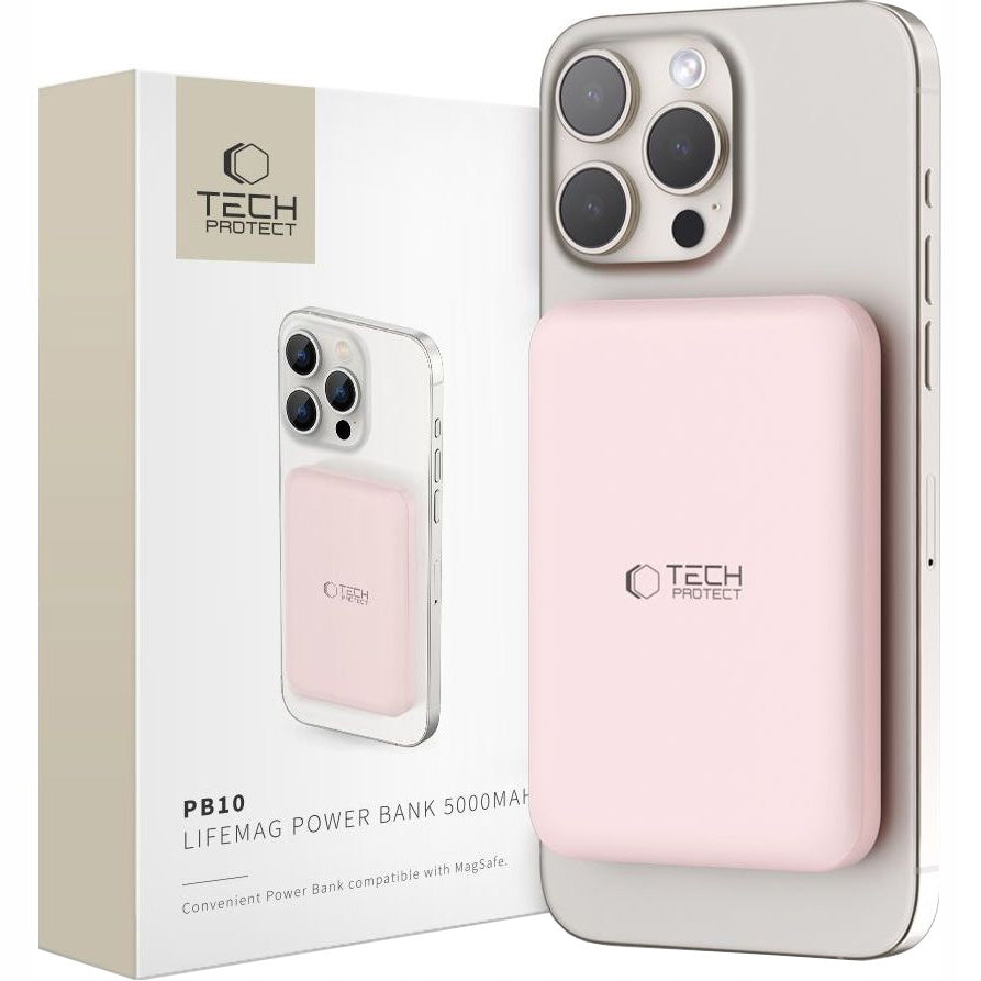 Stylish USB-C and Magsafe Induction Power Bank, QI, 5000mAh 15W Tech-Protect Packaging status original