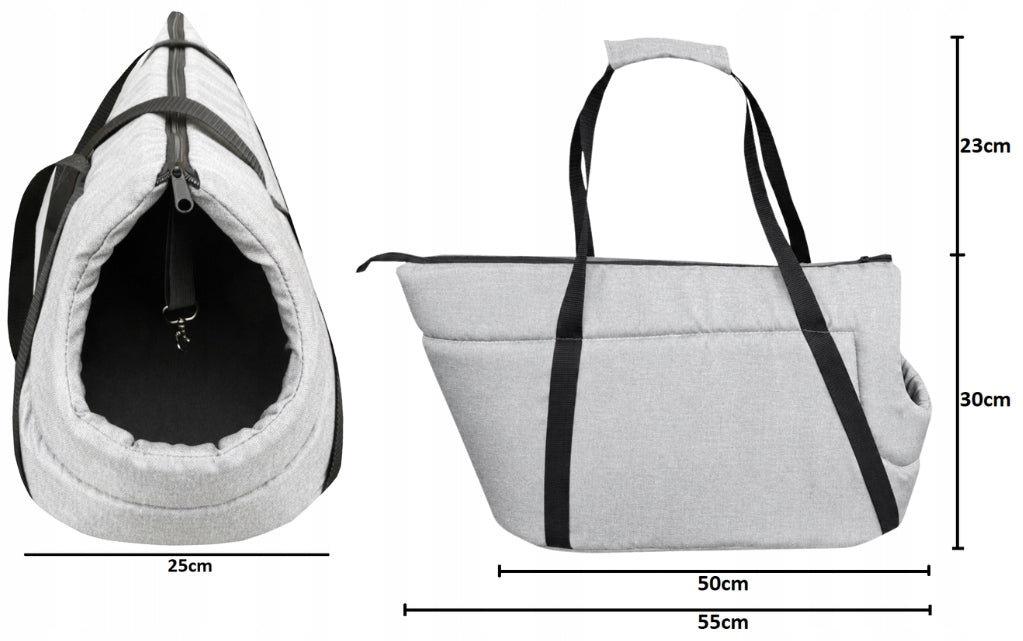 Stylish and Comfortable TRANSPORTER BAG for Dog, Cat - Grey - MELANGE Brand Extrasen