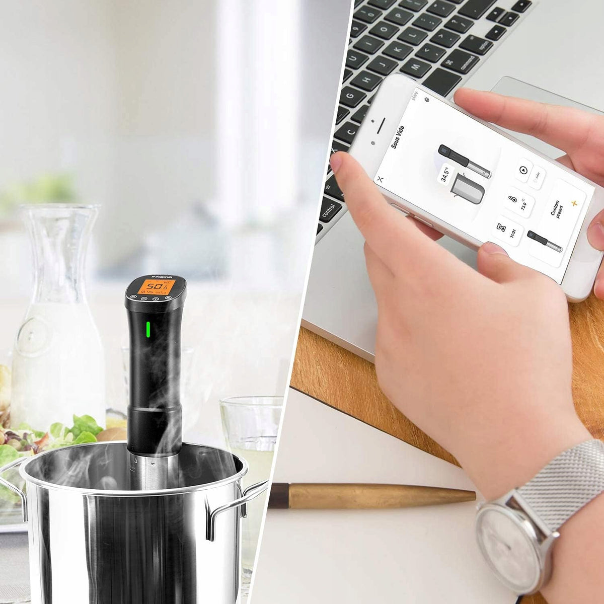 Submersible Cooking Circulator Sous Vide 1000W with Wi-Fi Temp Control Model Kompatybilny z Aplikacja WiFi