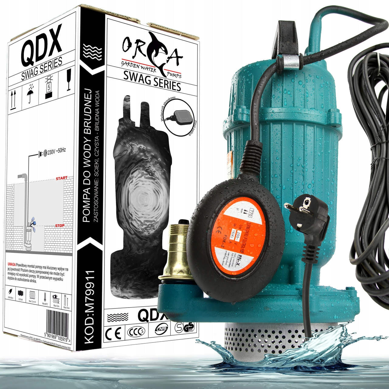 Submersible Water Pump 1` inch QDX1.5-16-0.37 float sieve 15000 l/h M79911