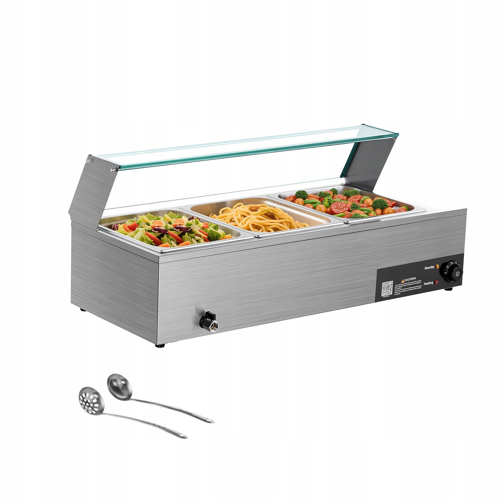 SucceBuy Food Warmer 1,5KW 3 Containers Food Warmer