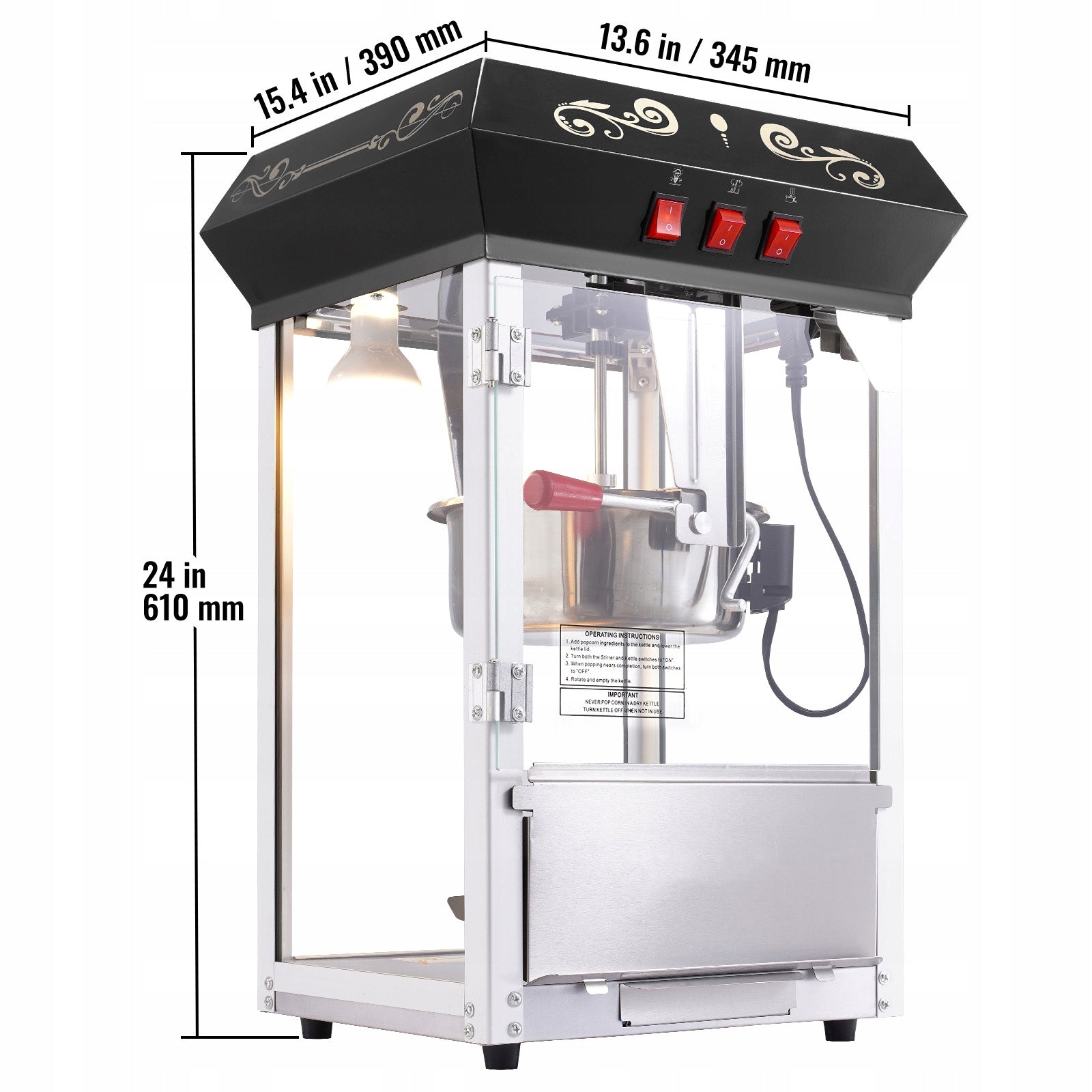 SucceBuy Popcorn Machine 8OZ Black 390x345x610MM 850W 11.23KG Manufacturer code TSBMHJ8OZ850