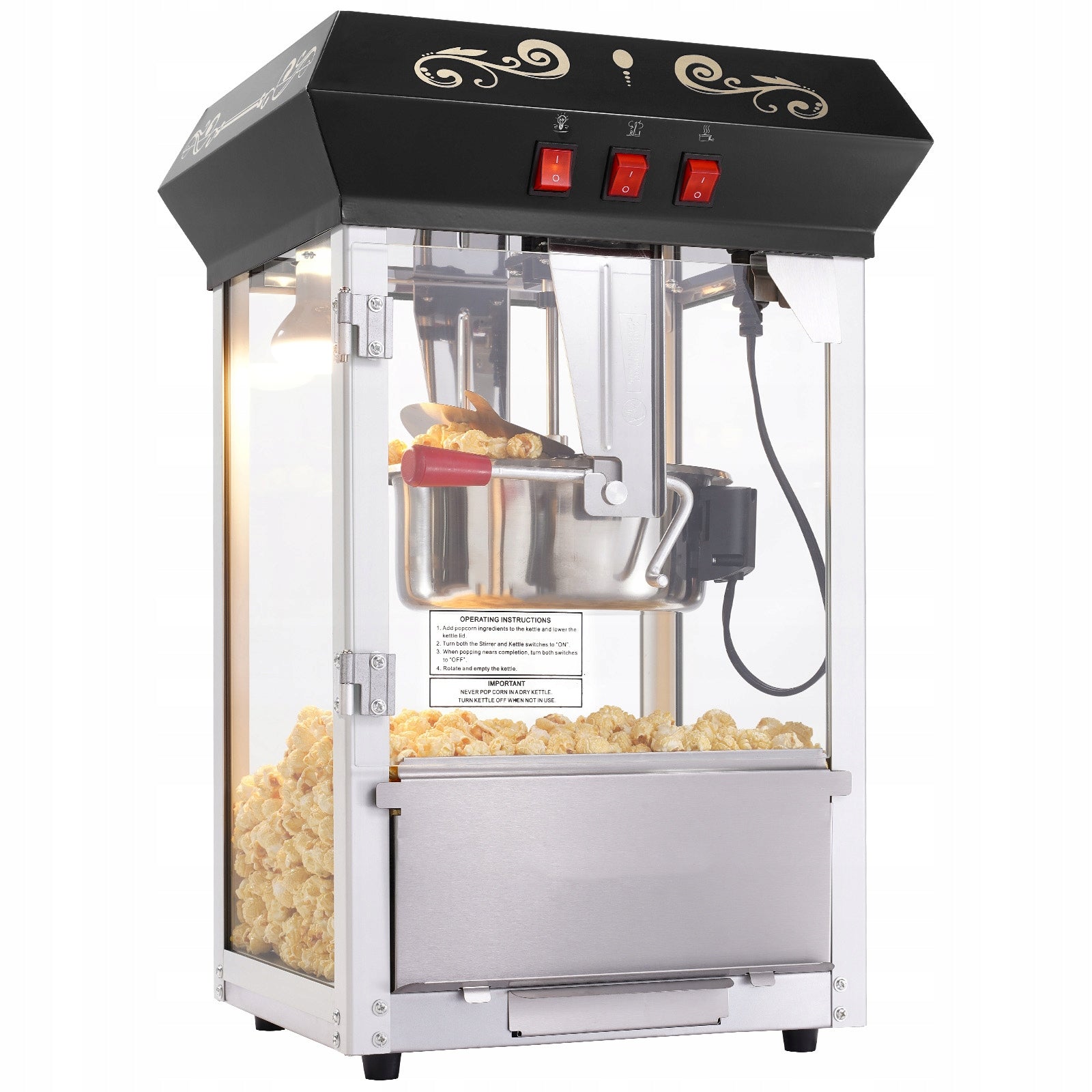 SucceBuy Popcorn Machine 8OZ Black 390x345x610MM 850W 11.23KG