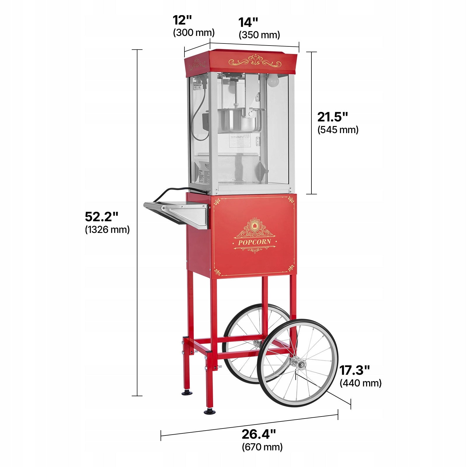 SucceBuy Popcorn Machine With Stroller Red 800W 8OZ With Basket Brand SucceBuy
