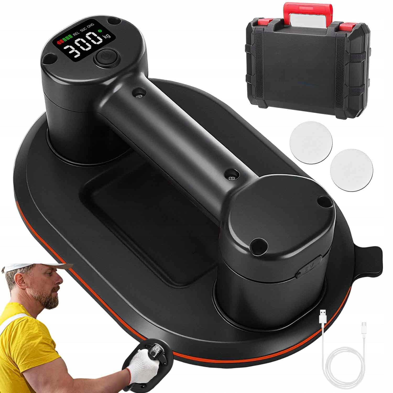 Suction Cup With Window Plates Vacuum Electric Tool 300kg Dual Motor Packaging status original