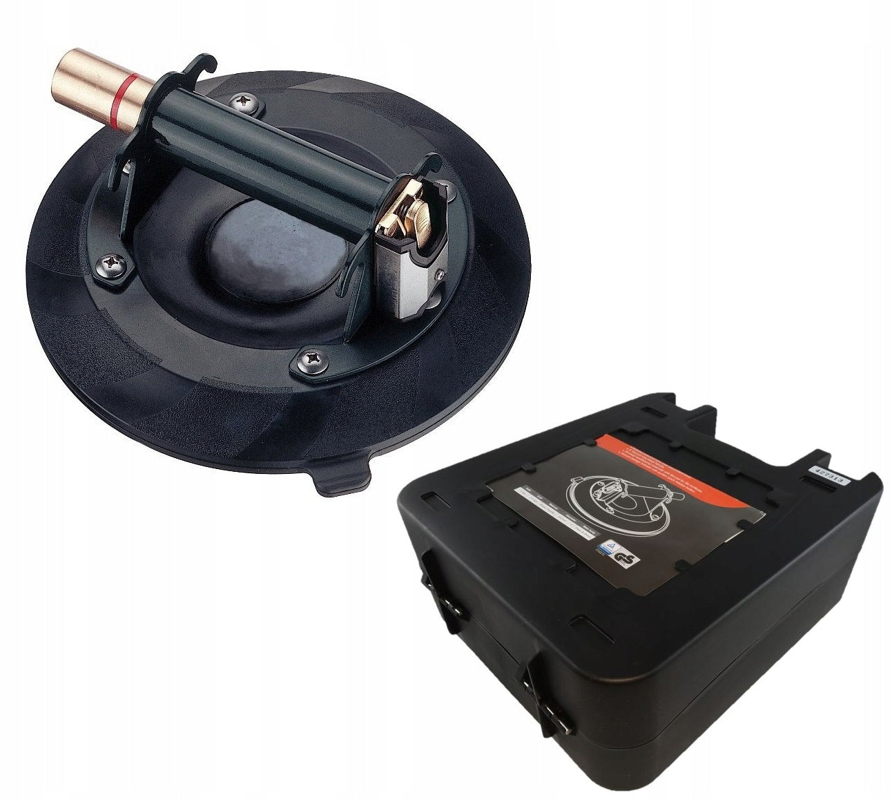 Suction cup for tiles with sinter glaze glass pump metal housing