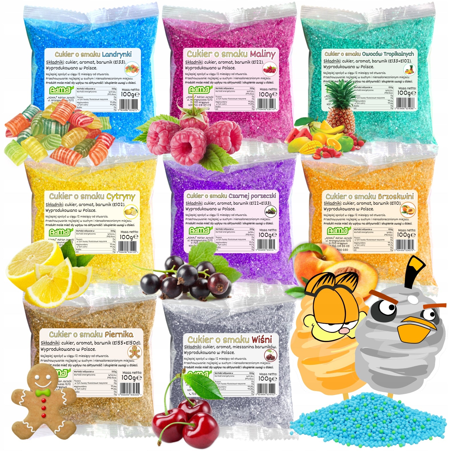 Sugar 8x 100g Colors Flavors in Sachets + Additives Dry Machine Set