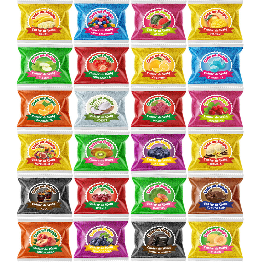 Sugar for Cotton Candy COLORFUL Flavoured for Sticks SET 24 x 100 g Packaging status original