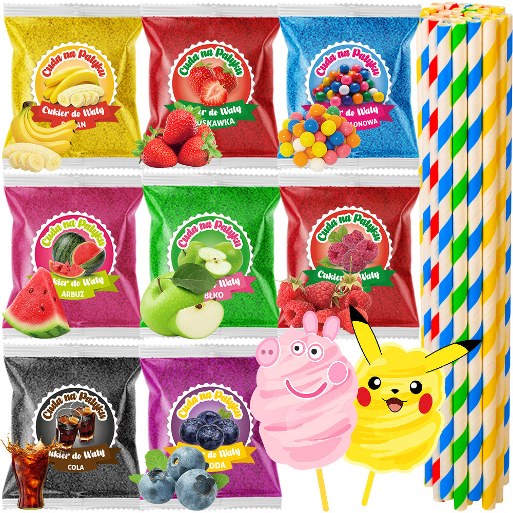 Sugar for Cotton Candy COLORFUL Flavoured for Sticks SET 8 x 100 g