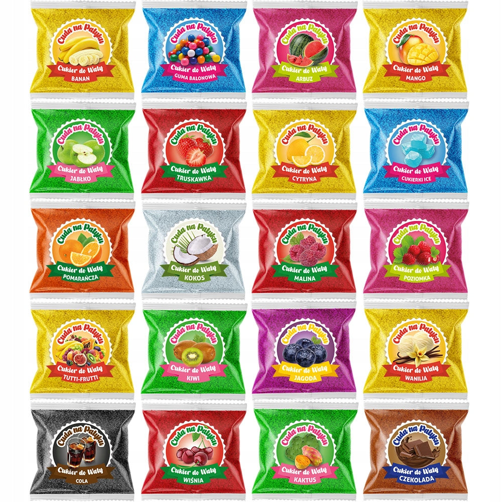 Sugar for Cotton Candy COLORFUL for Flavour Machine STICKS SET 20x100g EAN (GTIN) 5906349451655
