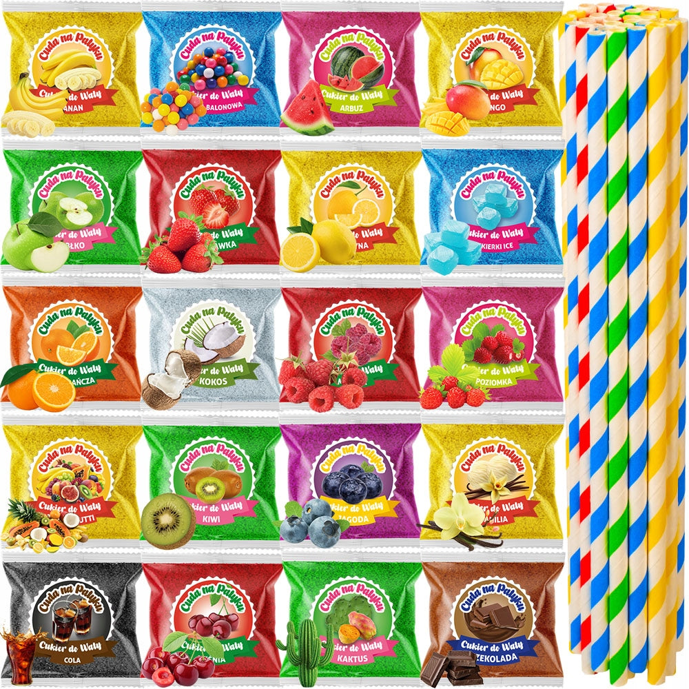 Sugar for Cotton Candy COLORFUL for Flavour Machine STICKS SET 20x100g