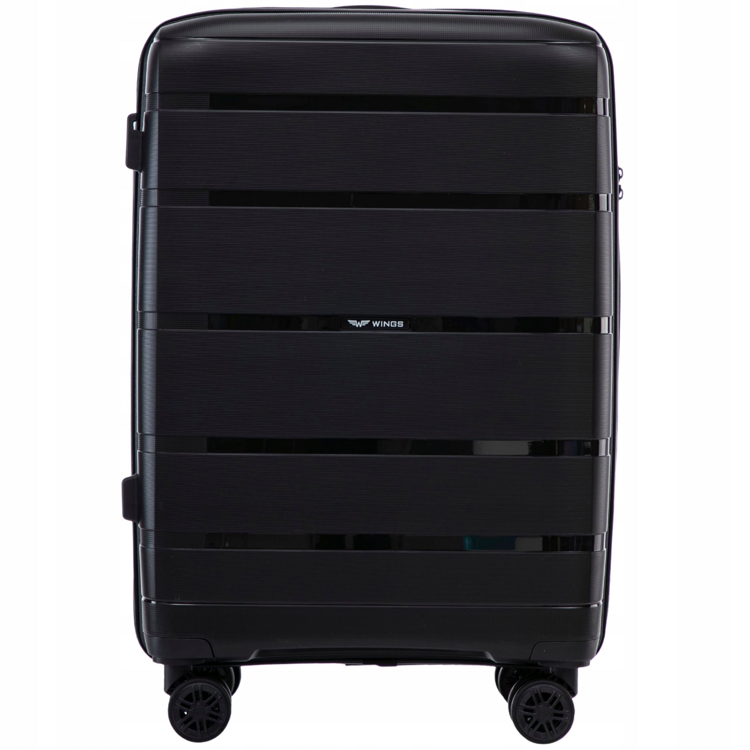 Suitcase Black Medium XL polypropylene travel luggage hard roomy WINGS Brand Wings