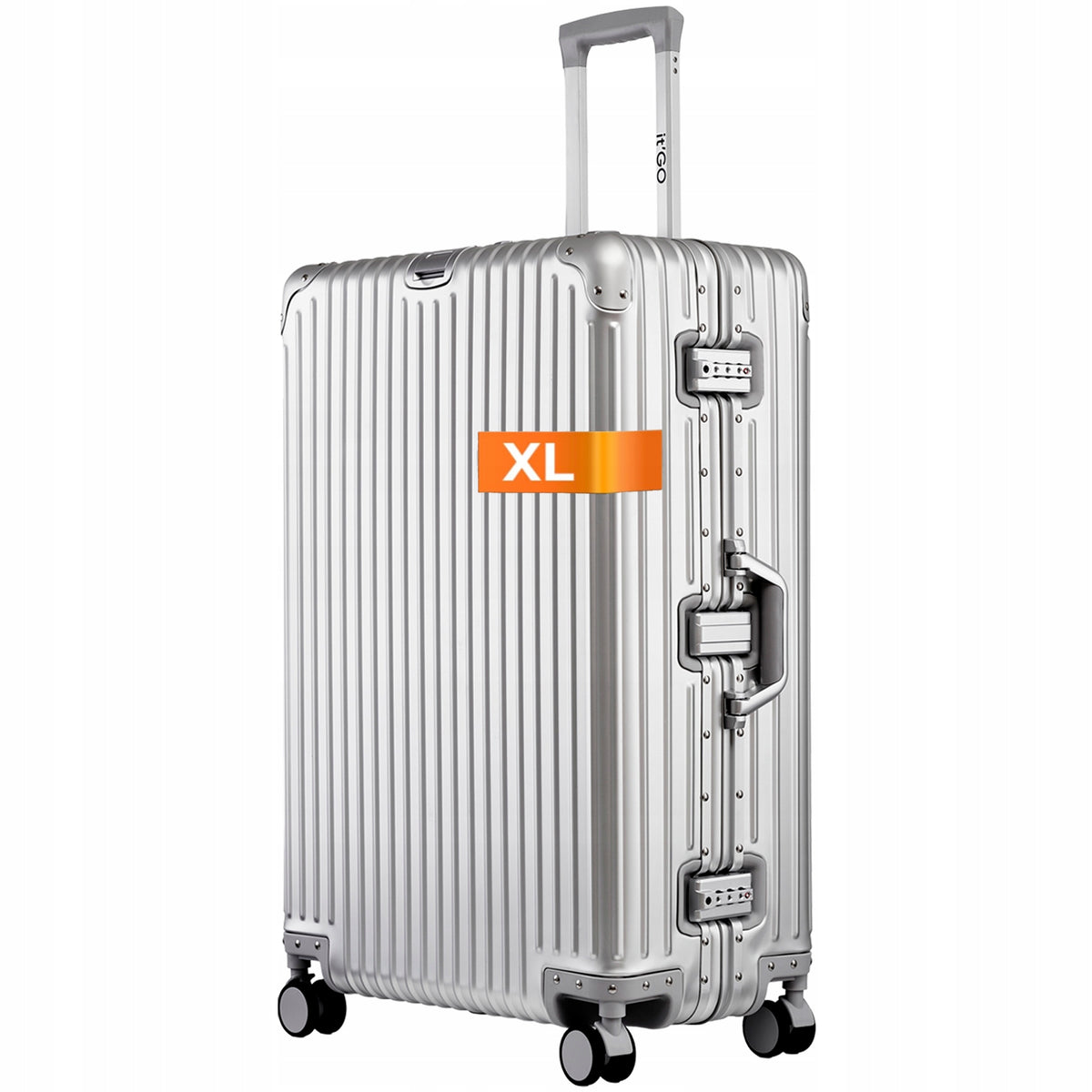 Suitcase Large 100% Aluminum Hard Silver XL 102 l Premium