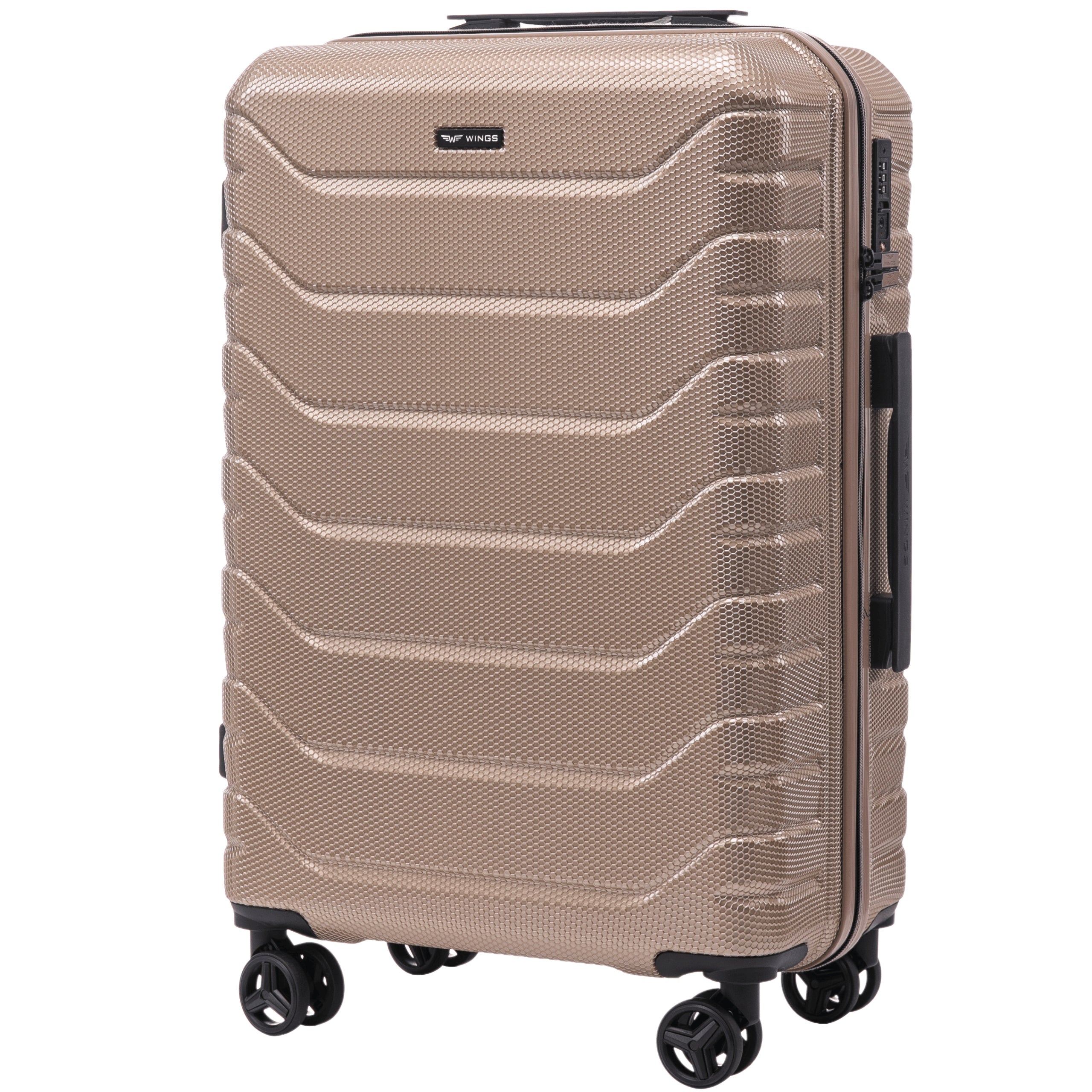 Suitcase REGISTERED Luggage sent large to the aircraft WINGS 4 wheels HARD Manufacturer code CRK01-M-CHAMPAGNE