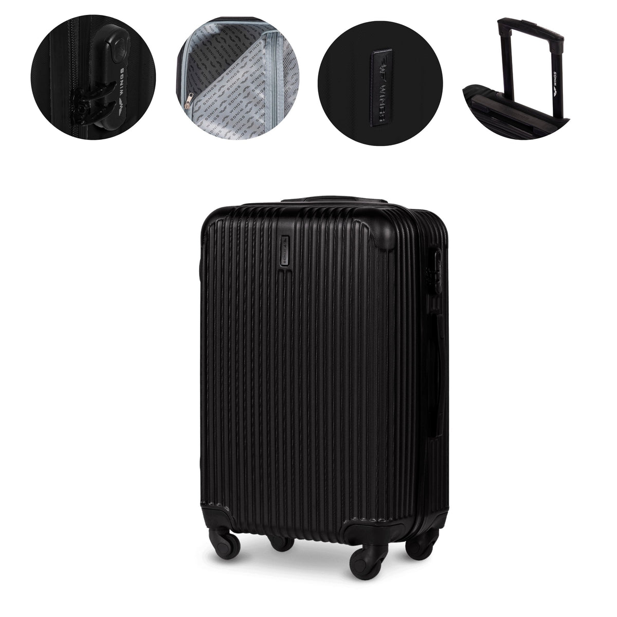 Suitcase WINGS EGRET large 97L ABS+ hard travel with cipher and wheels 360