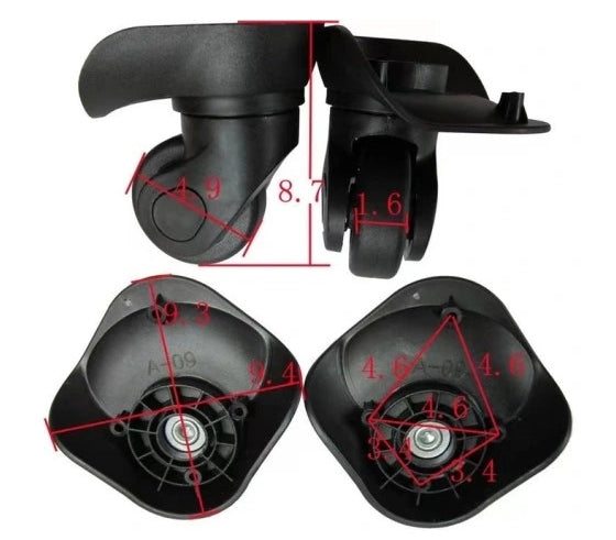 Suitcase Wheels RGL Black Swivel 2 Pack Plastic Height 1 cm
