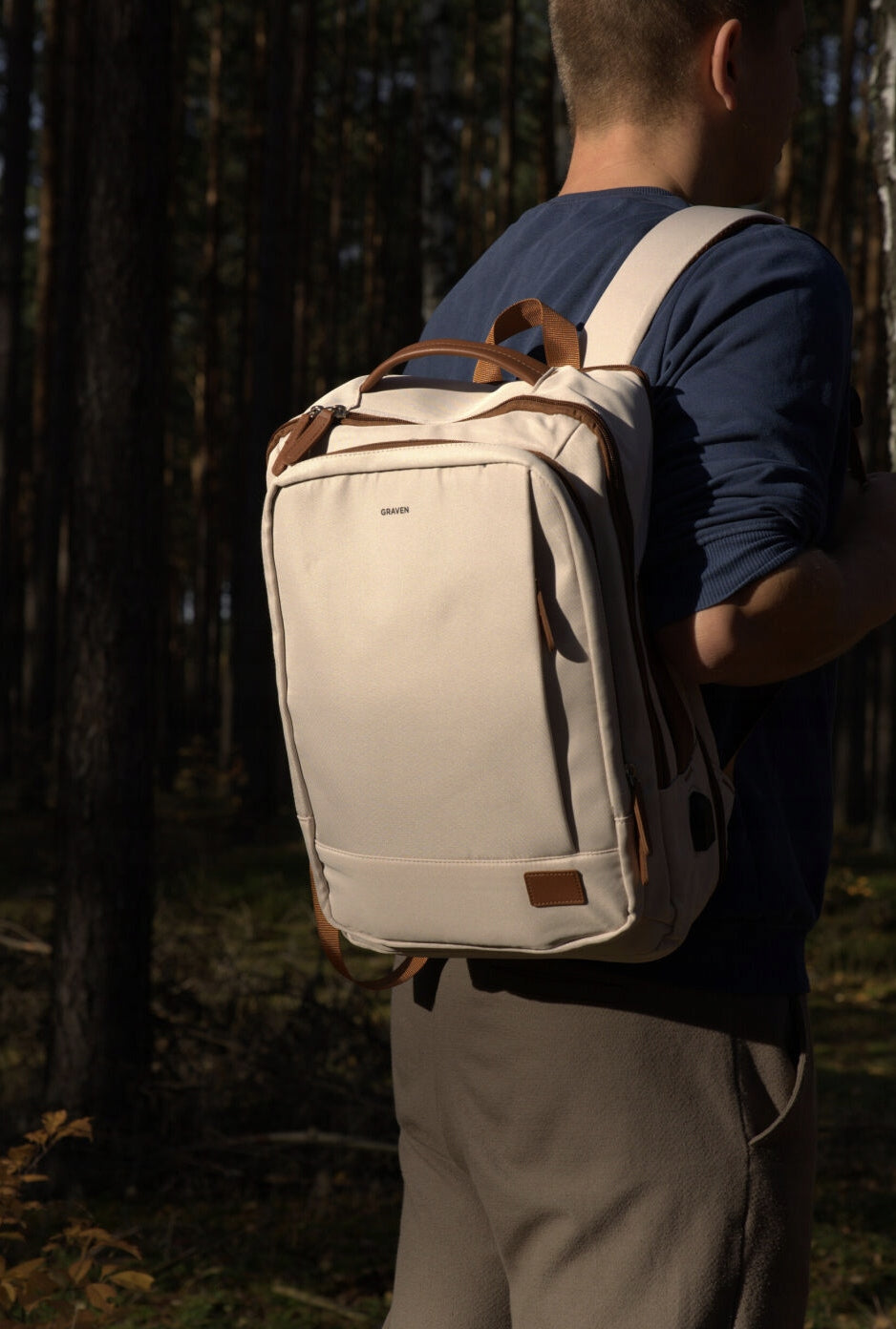 Suitcase luggage for airplane carry-on hiking backpack beige roomy 2in1 Manufacturer code Plecak turystyczny Graven Loom