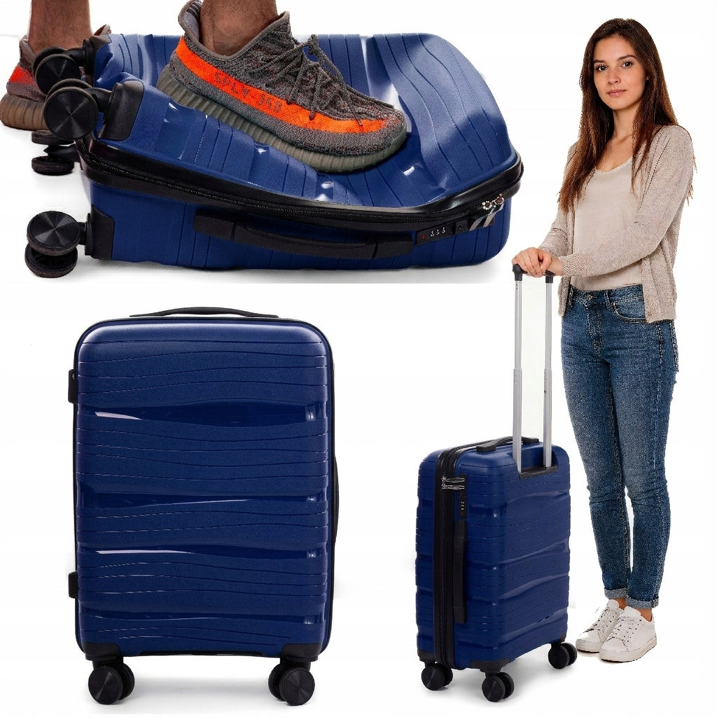 Suitcase small indestructible CABIN POLYPROPYLENE 4 WHEELS WIZZAIR, RYANAIR