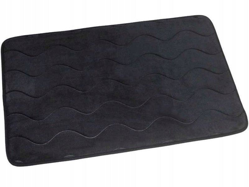 Sumba Bathroom Rug Anti-Slip Black Waves 45x75 cm