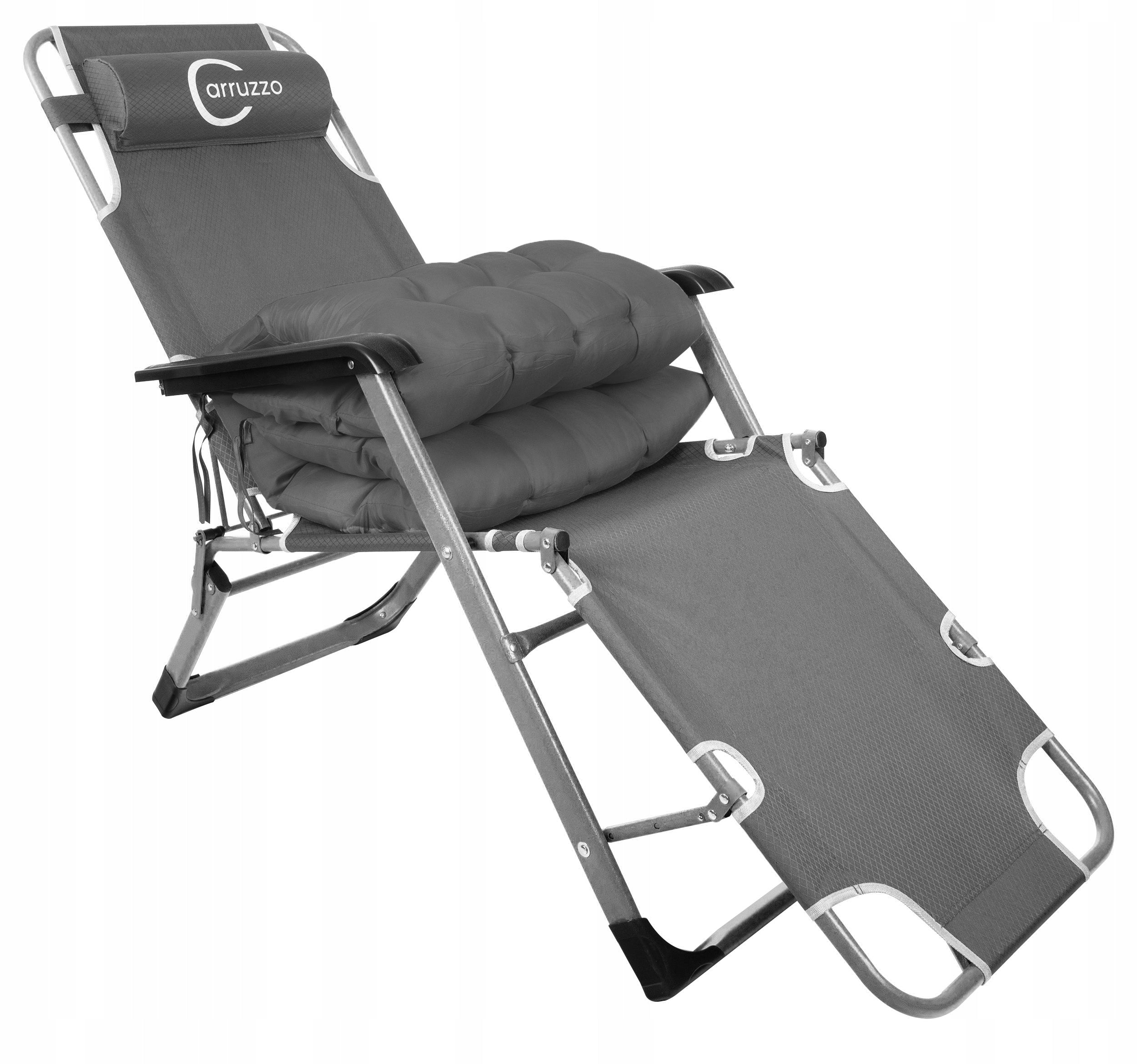 Sun Lounger Folding Garden Armchair + Cushion Comfortable For Terrace For Premium Garden Color gray