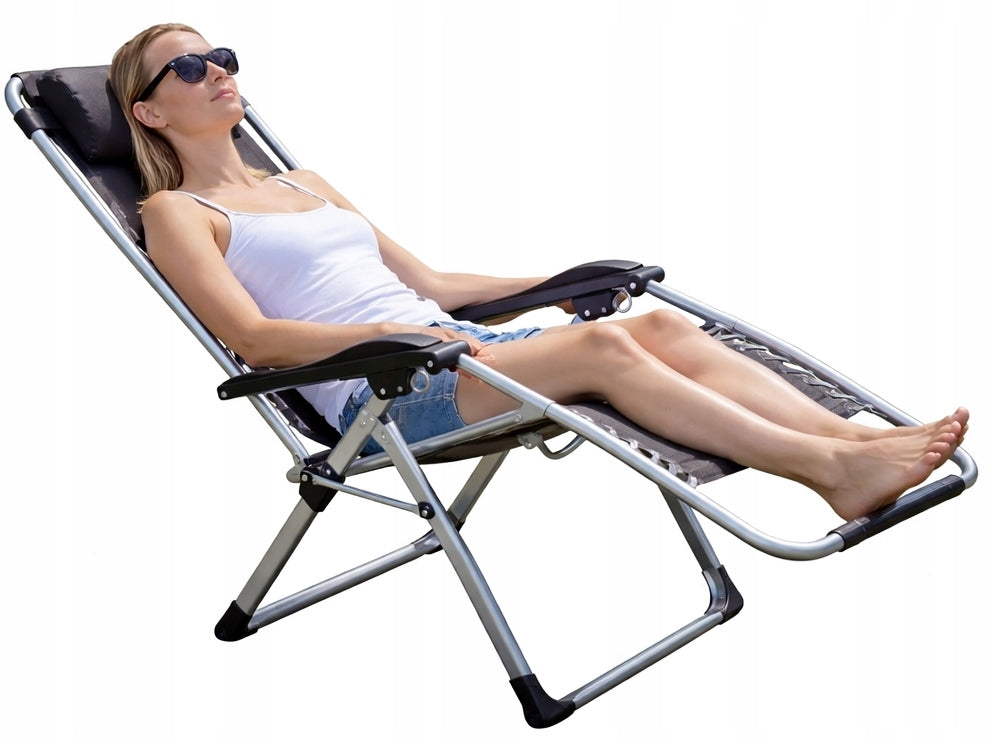 Sun Lounger Garden Chair Beach Pool Folding Gravity Chair Handle