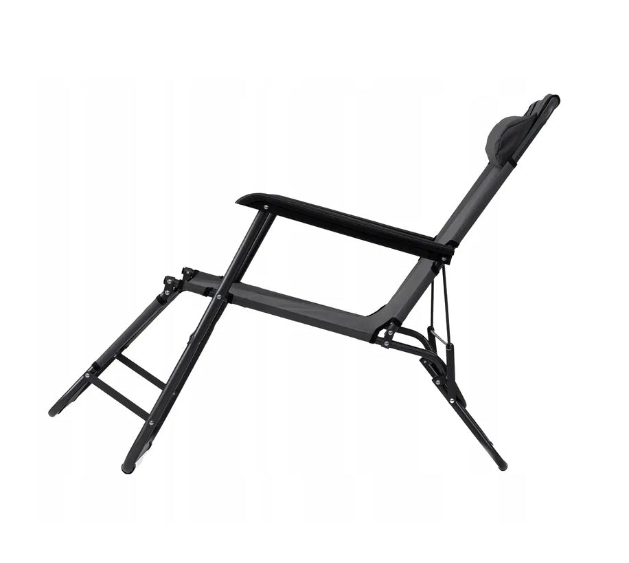 Sun Lounger Reclining Beach Garden Chair Tourist With Cushion Black TY03 Manufacturer code Leżak ogrodowy