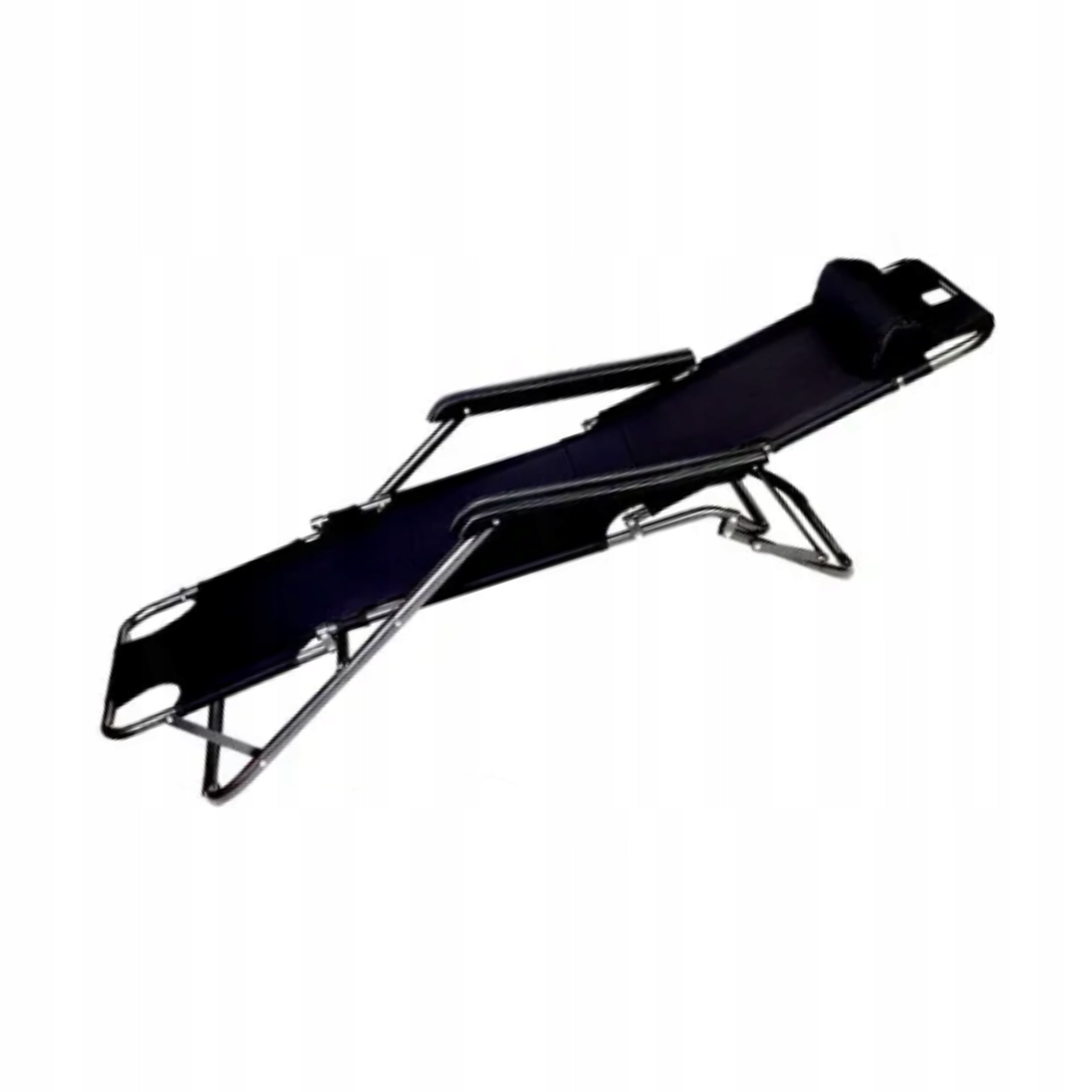 Sun Lounger Reclining Beach Garden Chair Tourist With Cushion Black TY03 Model TY02 Czarny