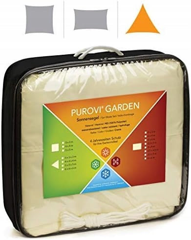 Sun Protection Garden Sail 5x5x5m Terrace Balcony Strong Cream Packaging status original