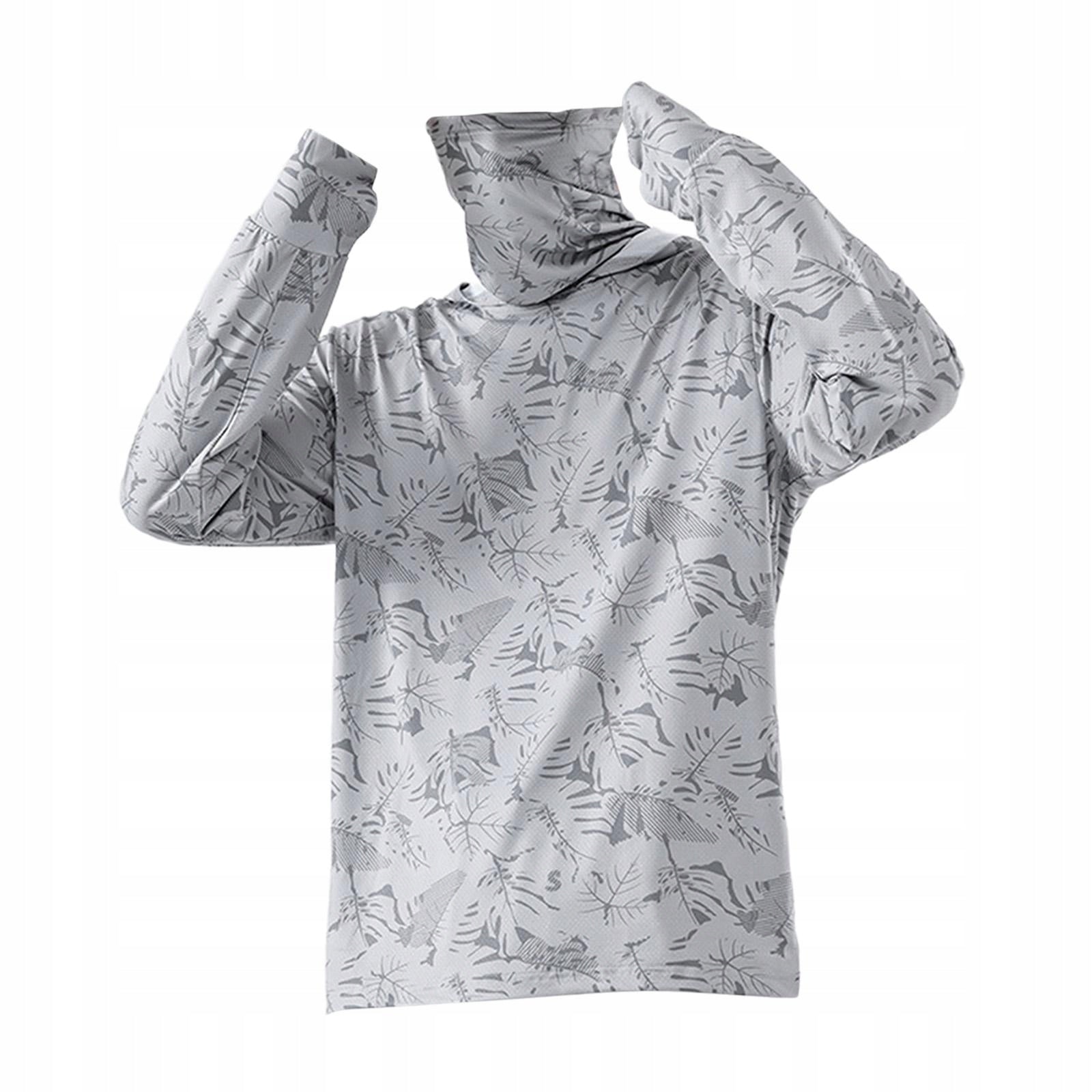 Sun Protection Hooded Shirt for Men, Sun Shirts, Comfortable, XL Light Gray Packaging status original