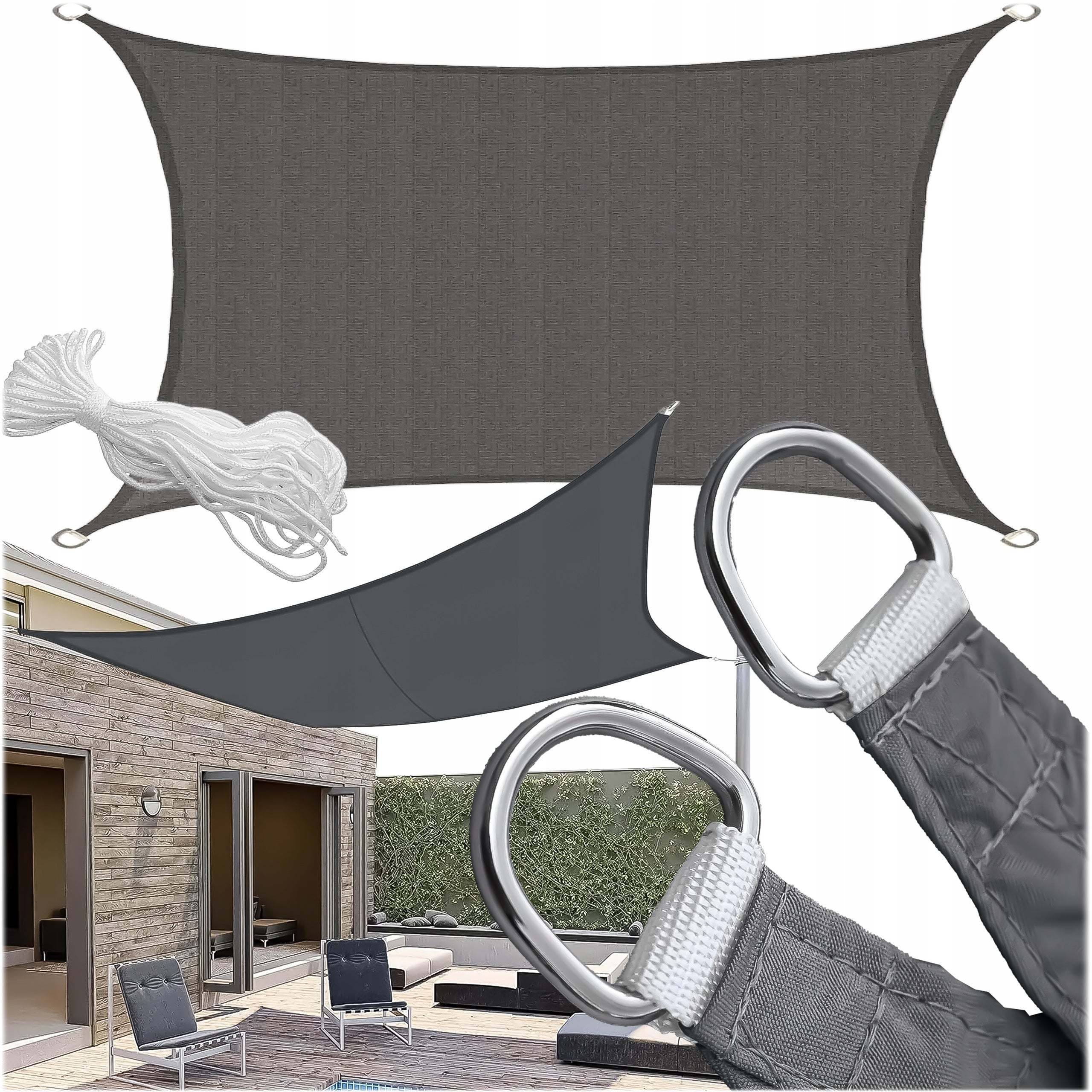 Sun Protection Umbrella Garden Shader Rectangle Awning 4x5m
