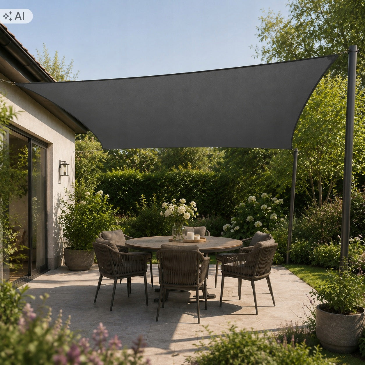 Sun Sail 3x4 m RECTANGULAR ANTHRACITE FOR TERRACE BALCONY GARDEN Brand Mirpol