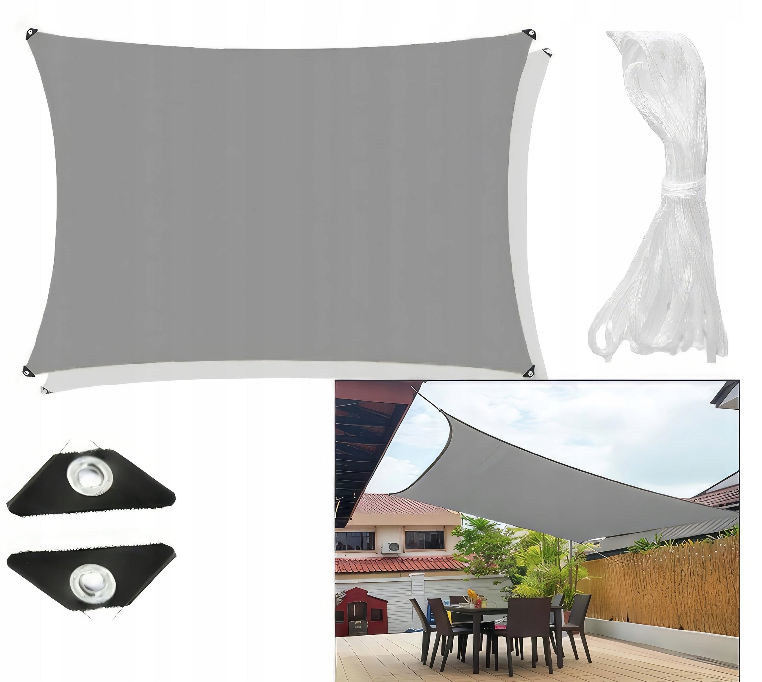 Sun Sail Garden Waterproof 2x2 m Grey Strong Awning EAN (GTIN) 5906954232311