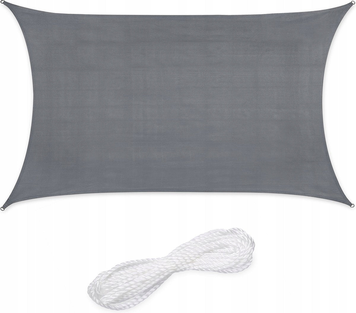 Sun Sail Garden Waterproof 3x2 Grey Rectangle Shader