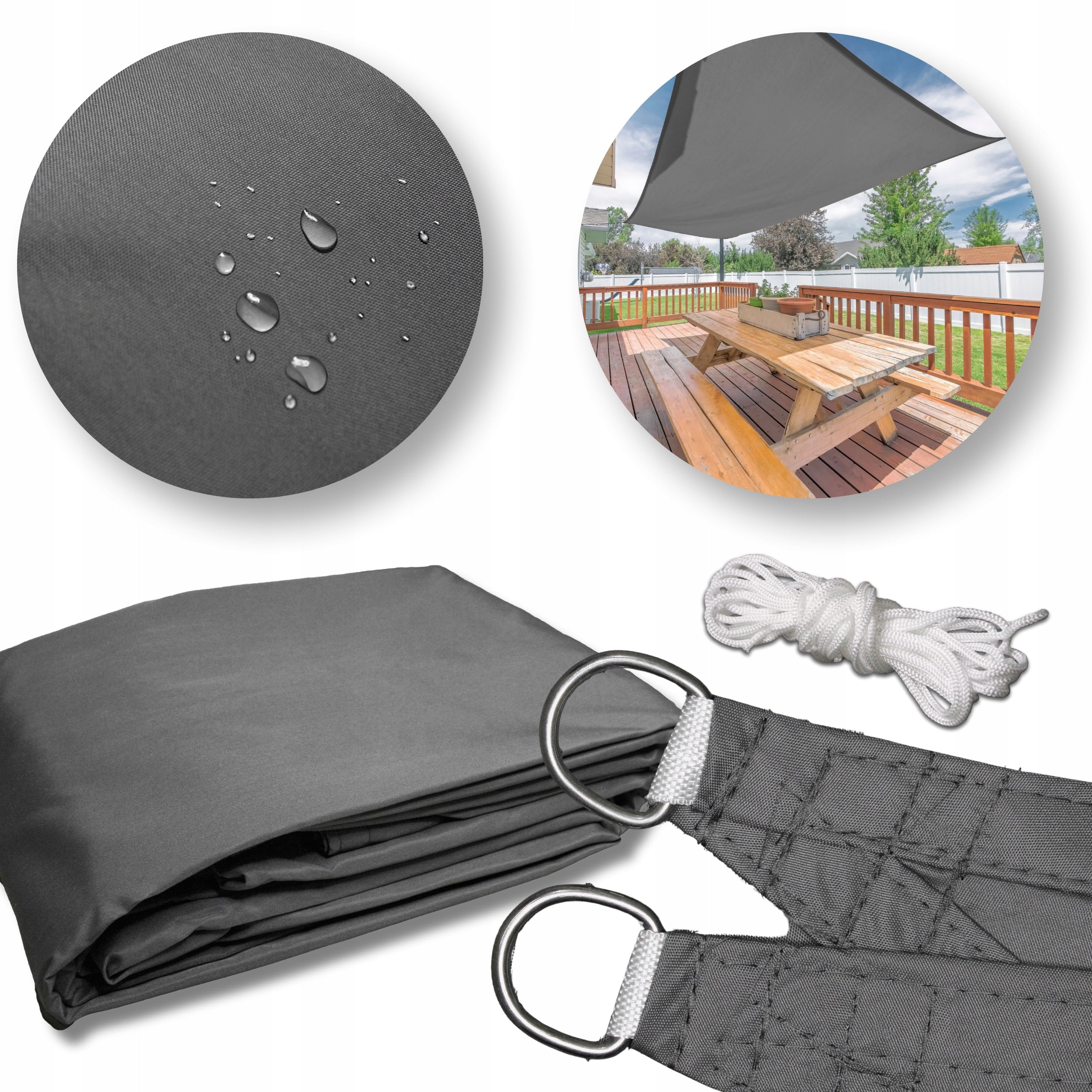 Sun Sail Garden Waterproof 3x5m Rectangle Awning C.GRAY