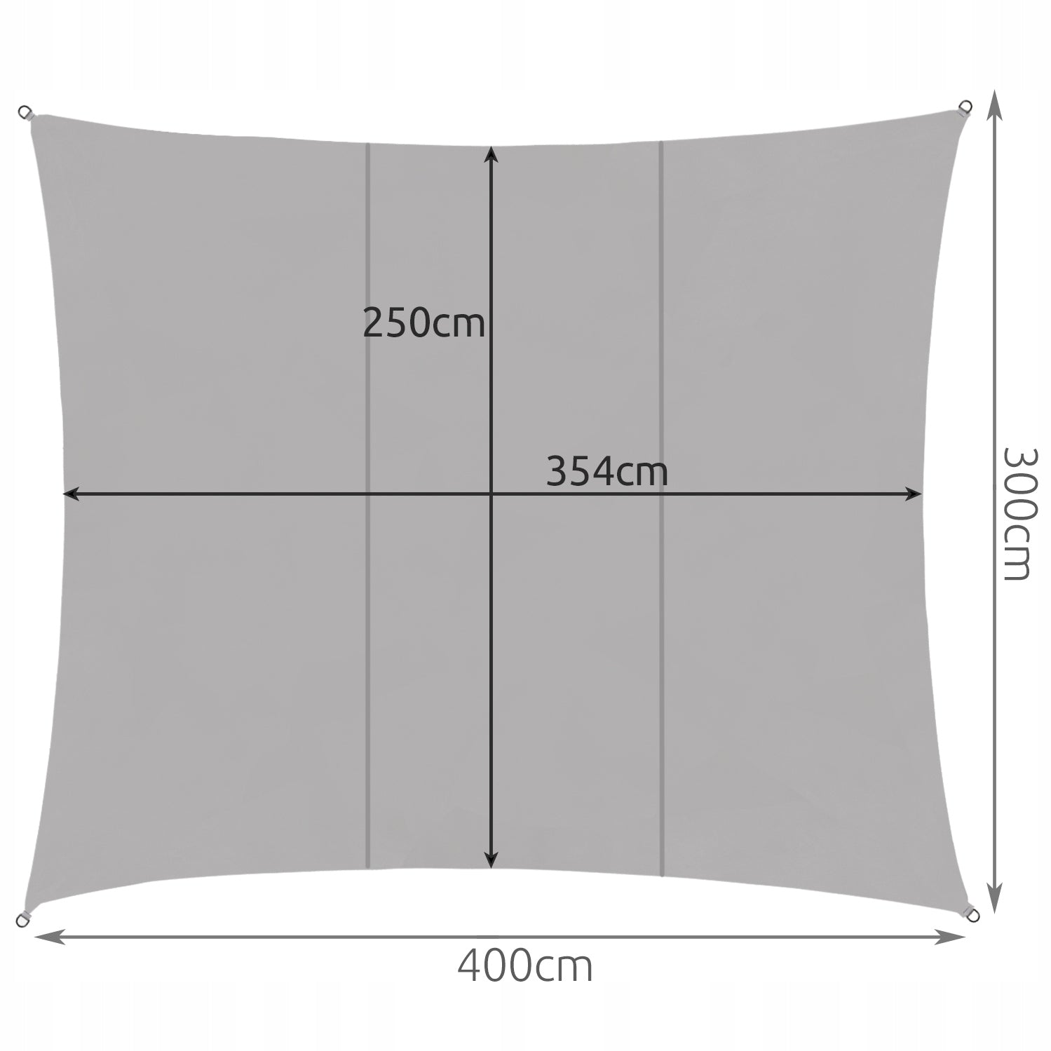 Sun Sail Rectangular Garden Terrace Waterproof 3x4m Grey Manufacturer code 23143