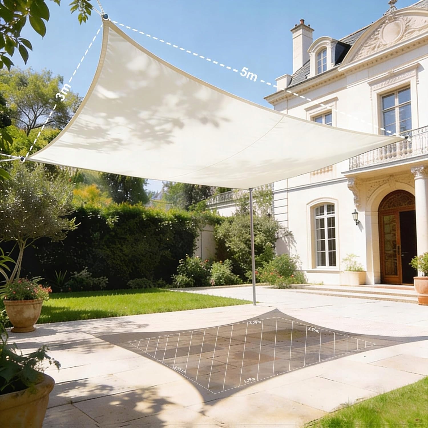 Sun sail 5x3m HAIKUS UPF50+ 98%UV waterproof beige
