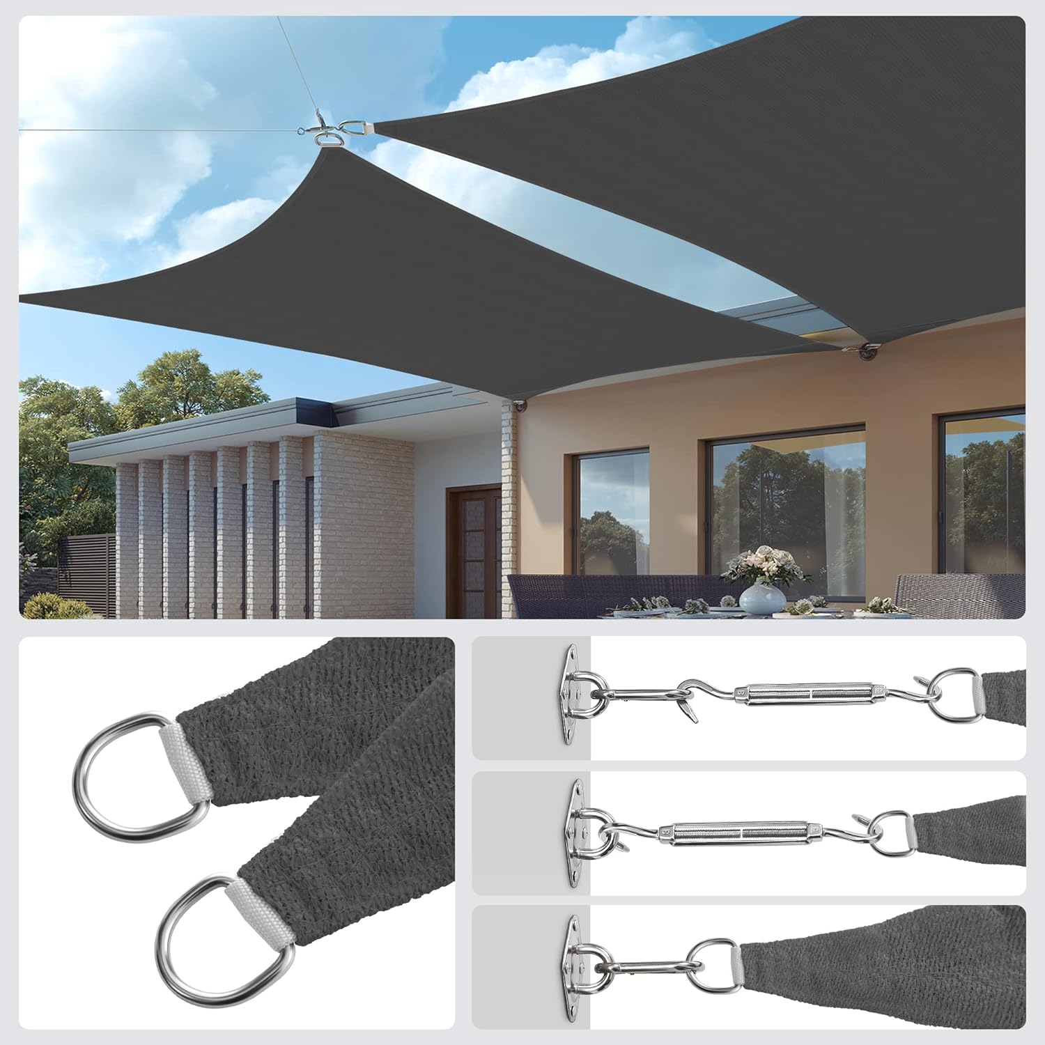 Sun sail awning anthracite 4 x 4 m Brand Zanzani