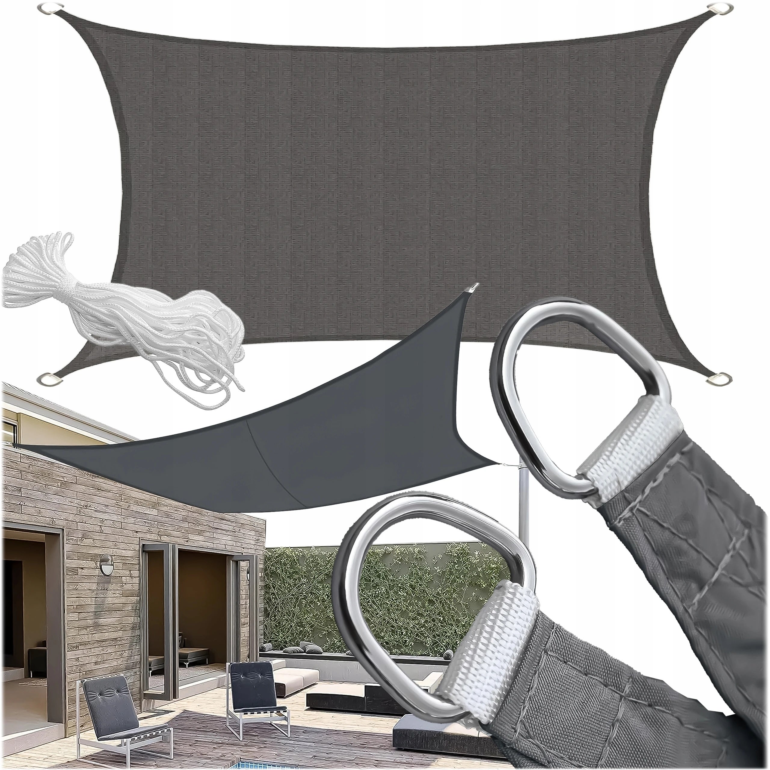Sun sail garden umbrella shader rectangle awning 4x5 m
