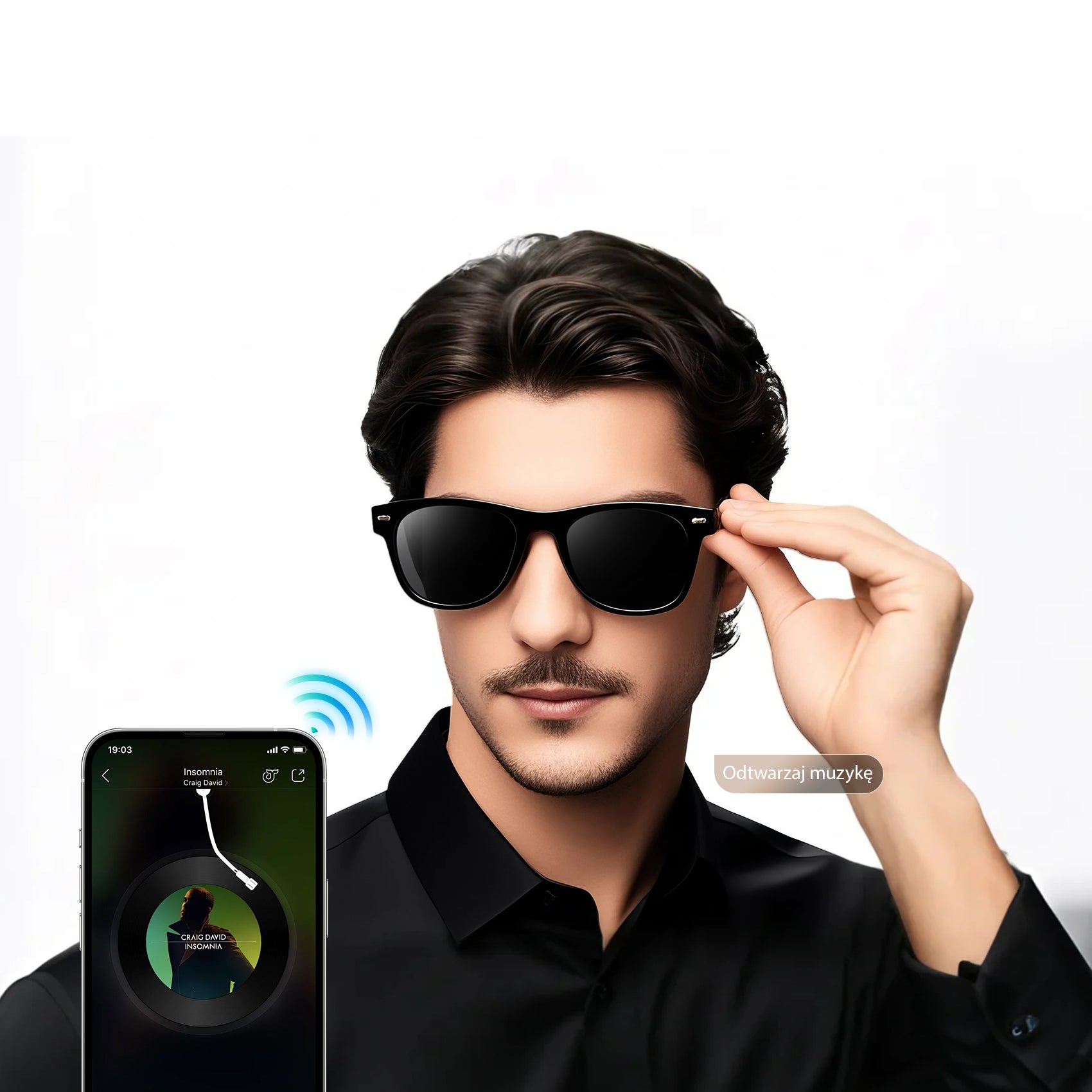 Sunglasses, UV 400,Smart Glasses with Bluetooth Audio, Open-Ear Headphones