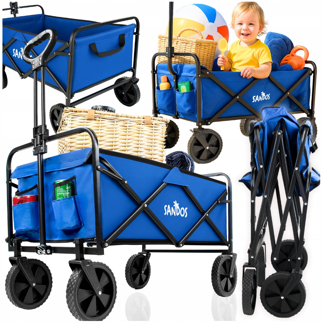 Sunshine Beach Cart Blue Folding Hiking Beach Camping 100kg